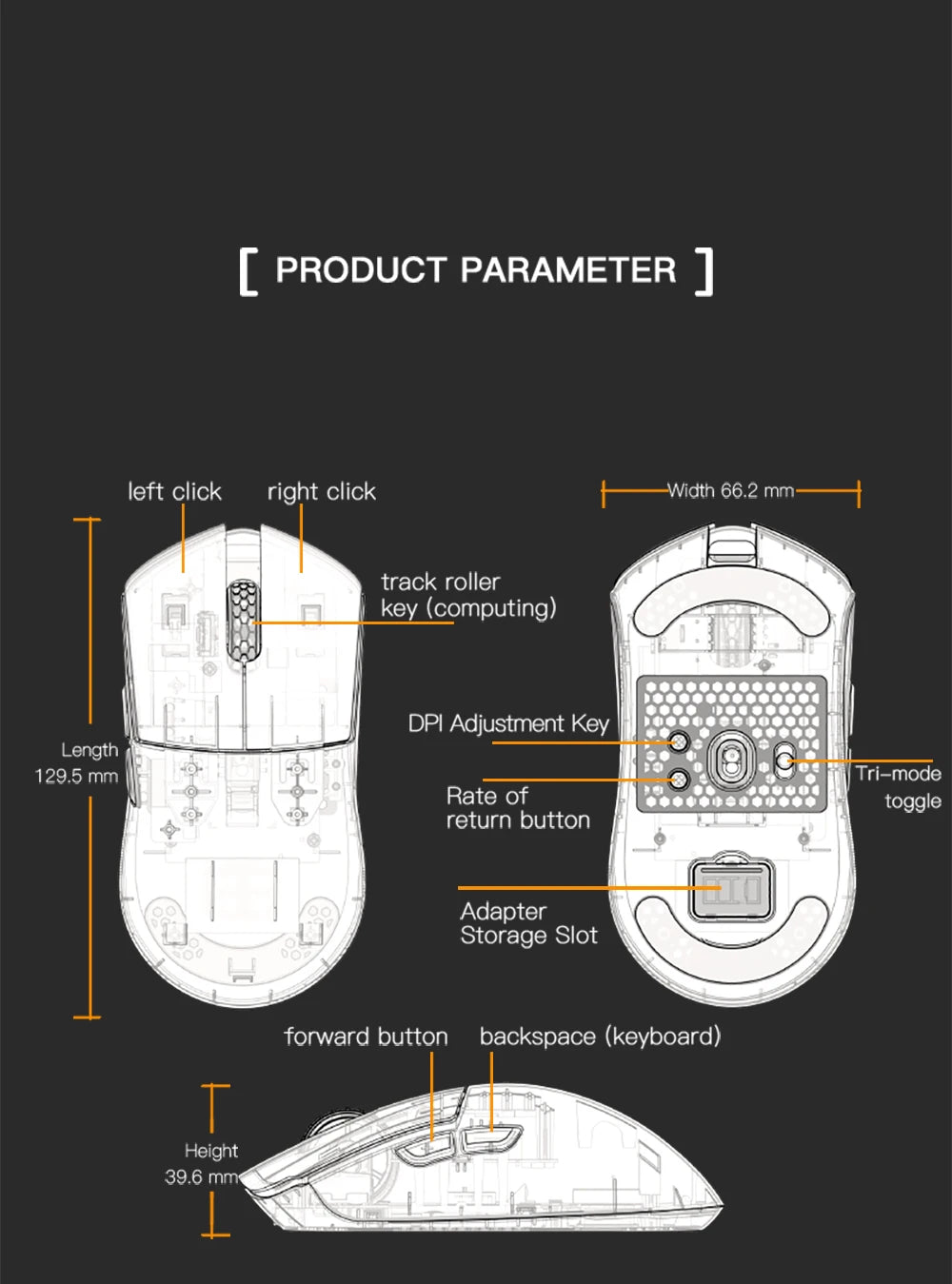 Darmoshark M3Pro Gaming-Maus 2.4G BT kabellos Tri-Mode PAW3395 Sensor N52840 26000DPI für große Hände mit Makro-Treiber – Maus für Gaming