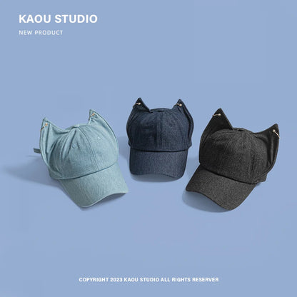 Casquette de baseball cowboy tendance « Niche Y2k Personality » avec oreilles de renard mignonnes, boucle métallique, visière ajustable, pour homme et femme, style hip-hop