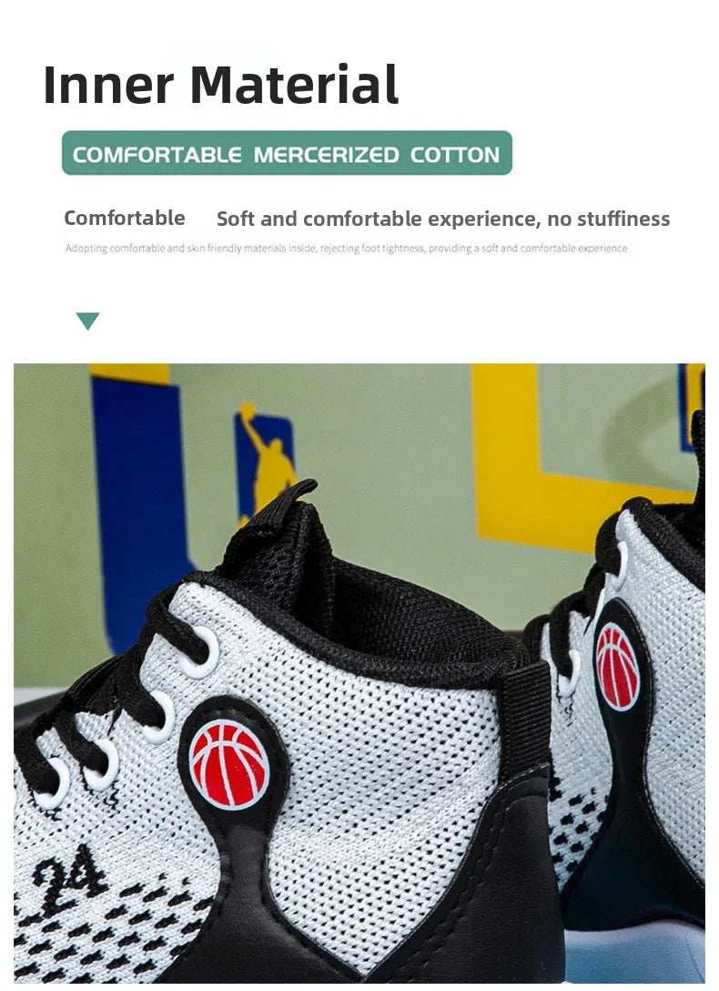 Large Size High Top Sports Shoes Men's Casual Breathable Comfortable Thick Bottom Basketball Shoes Running Shoes