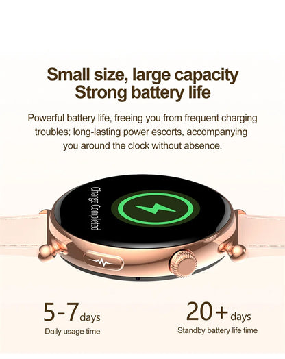 New 1.32inch Smart Watch For Women Health ECG Health Lady Watches Full Touch Screen Call Custom Dial Diamond Strap Smartwatch