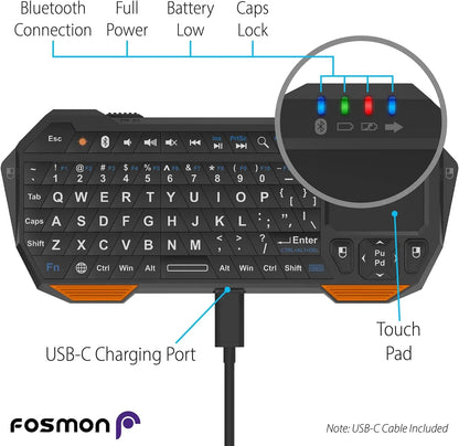 Mini Bluetooth Keyboard (QWERT) Rechargeable Wireless Keyboard with Touchpad for TV, PS4, PS4 Pro, PS5 Phone Laptop