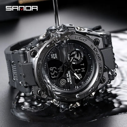 SANDA Top Luxury Watches Men Military Army Mens Watch Waterproof Sport Wristwatch Dual Display Watch Male Relogio Masculino