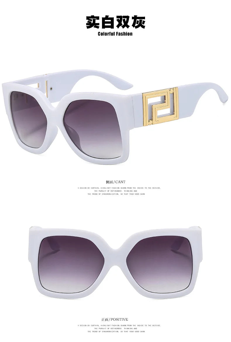 Light Luxury Square Large Frame Sunglasses With Hollow Temples, Personalized Catwalk Sunglasses, Women's Casual Sunglasses UV400