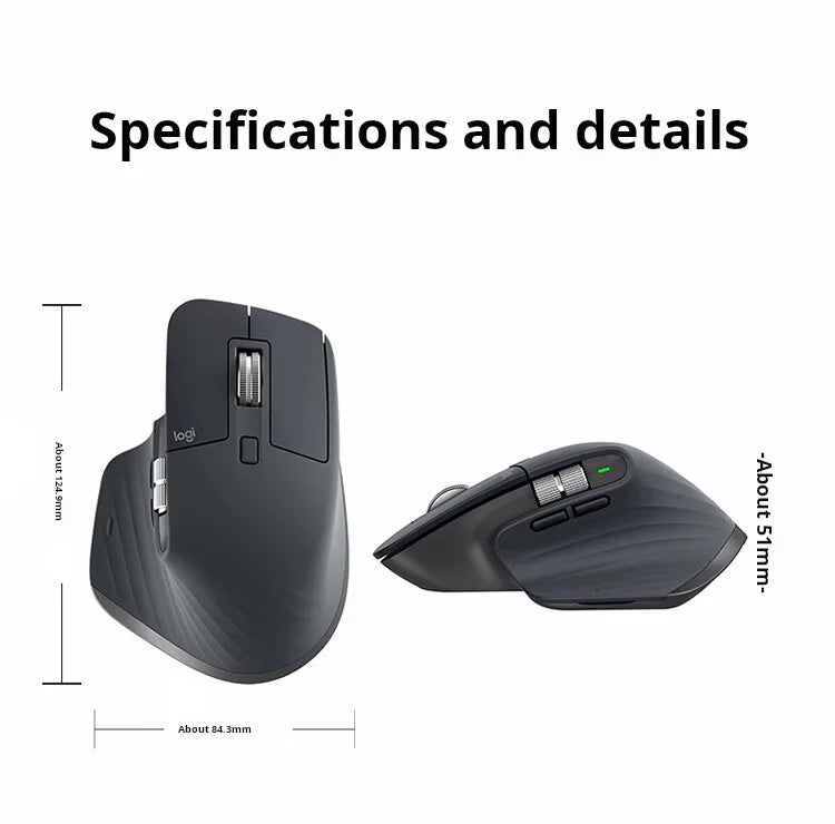 Logitech MX Master 3S Rato Bluetooth Sem Fios para Escritório Profissional Softtone Rato Ergonómico para Escritório Profissional