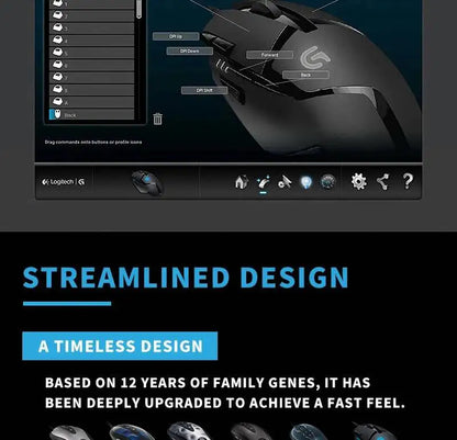Rato Gaming com Fios Logitech G402, Processador ARM de 32-Bit, 8 Botões, 500 IPS, Antiderrapante, para Sessões de Gaming e Trabalho Durante Todo o Dia
