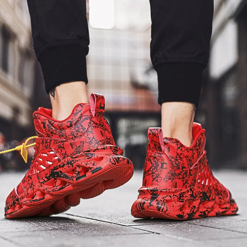 Herrsportskor med mjuk sula, halkskydd, slitstarka, god studs, nytt läder, andningsbara, bekväma, fashionabla snörskor för utomhuslöpning