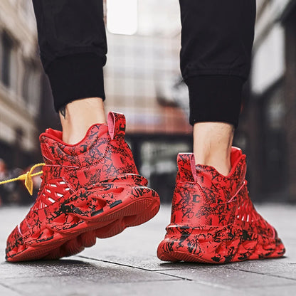 Herrsportskor med mjuk sula, halkskydd, slitstarka, god studs, nytt läder, andningsbara, bekväma, fashionabla snörskor för utomhuslöpning