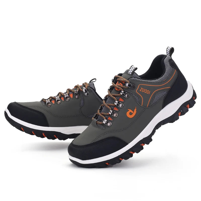 Autumn And Winter Models, Men's Waterproof Hiking Shoes, Outdoor PU Leather Sports Shoes, Wear-Resistant,  Walking, Tactical