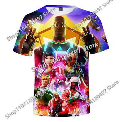 Fortnites Theme Birthday Number T-Shirt Summer Child White Clothes Cartoon Hot Game Short Sleeve Tees Casual Tops Funny Gifts