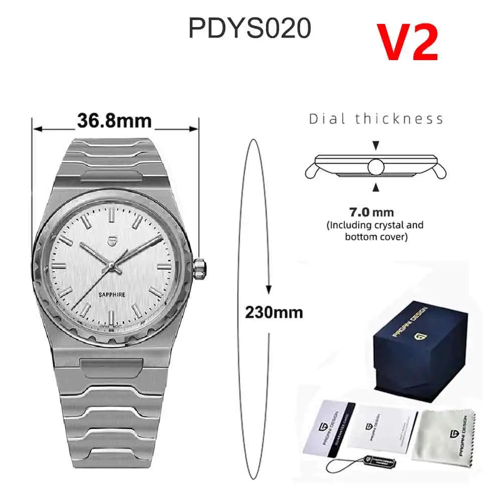 PAGANI DESIGN 2026 new ultra-thin 7mm quartz men's watch stainless steel sapphire 10Bar waterproof C3 upgrade V2 reloj hombre