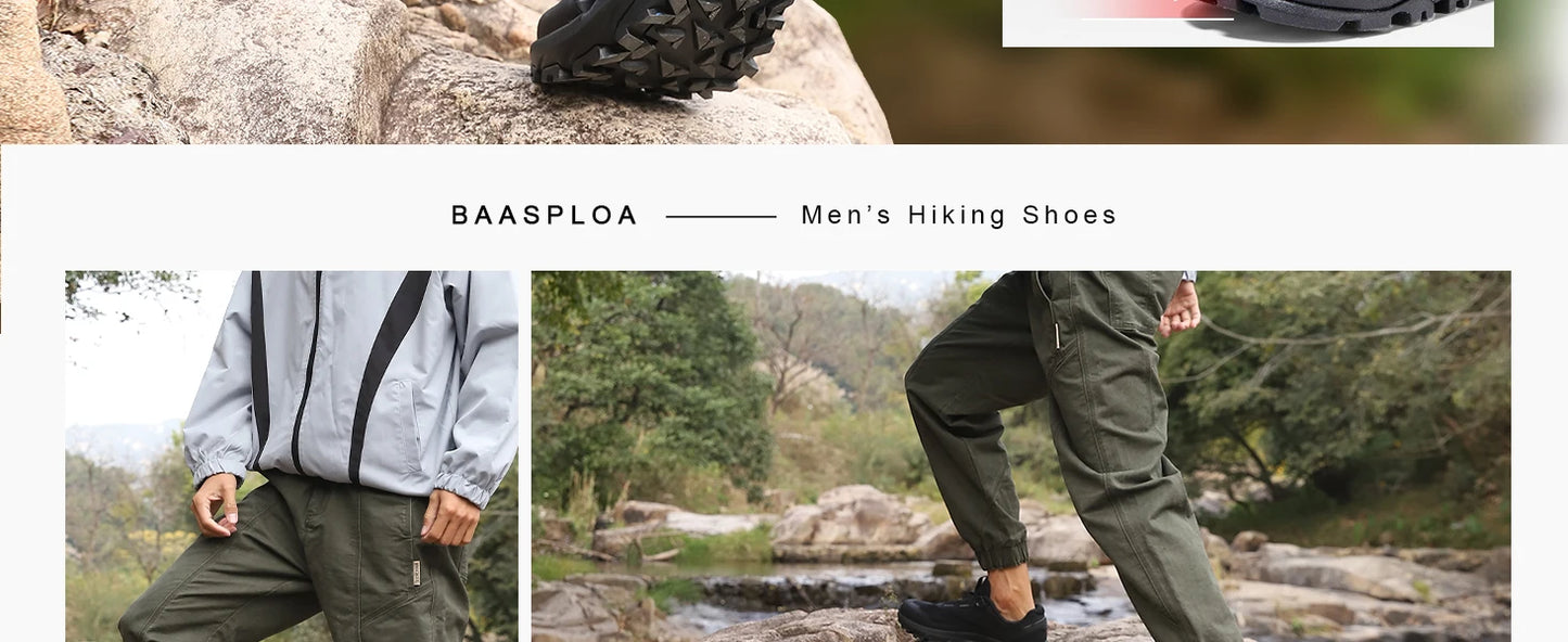 Baasploa Men Hiking Sneakers Brand High Quality Trekking Climbing Shoes Male Rotating Button Luxury Designer Outdoor Sneakers