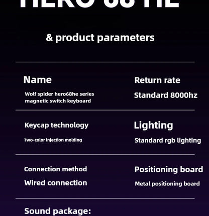 Magnetic Keyboard mechanical Aula Hero68he wired RGB 65% teclados gamer Hot-Swap pc 8000 Hz Polling Rate white clavier mecanique