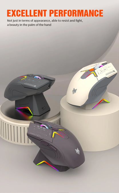 Rato XUNSVFOX H2 sem fios Bluetooth de modo duplo, iluminação RGB, para portátil, gaming e escritório, com carregamento magnético