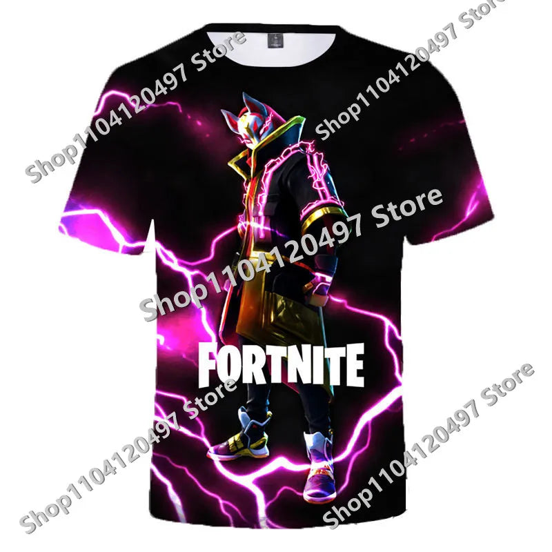 Japanese Anime Fortnite Summer T-shirt for Men Women Battle Royale Short-Sleeved Casual Comfortable Loose Harajuku Streetwear