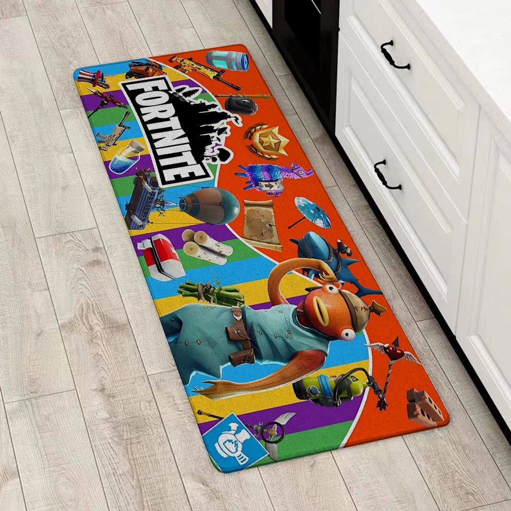 Fortnites Gaming-Eingangstür-Fußmatte, rutschfester Küchenteppich, Teppich für Wohnzimmer, Balkon und Badezimmer, Fußmatte, Bodenmatten, Teppich