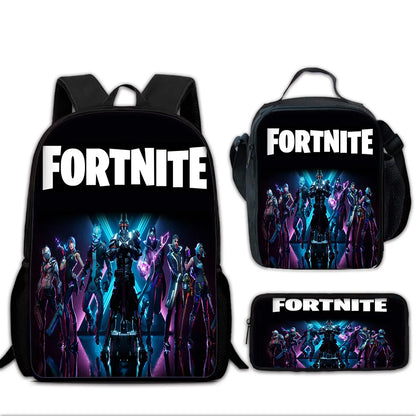 Mochila Escolar Infantil Hot Game com Lancheiras, Design-F-FortniteS, Estojos para Lápis, Mochilas Escolares para Rapazes e Raparigas, Melhor Presente