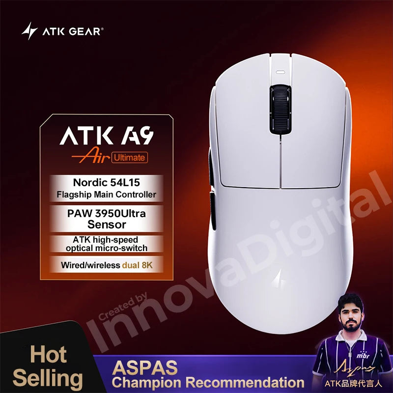 ATK Dragonfly A9 Ultimate bezdrôtová herná myš A9 Air PAW3950 ultraľahká ergonomická e-športová myš pre hráčov FPS CSGO A9 Ultra