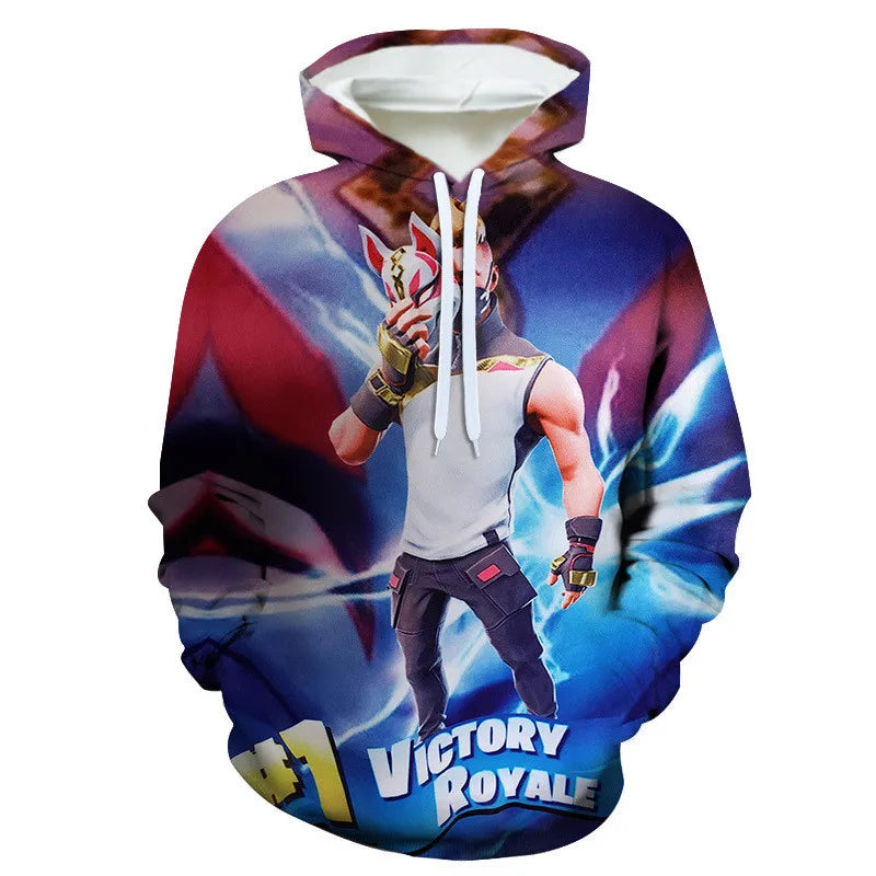 Children's Fortnite 2024 Sweatshirt 3D Digital Printed Hoodie Men's and Women's Pullover Jacket Long Sleeve Children's Gift
