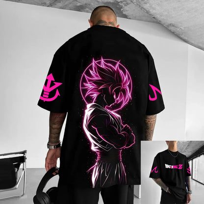 Dragon Ball Z-print T-shirt i bomuld med korte ærmer Son Goku Vegeta til mænd og kvinder Harajuku Y2k Tee vintage sommer-streetwear