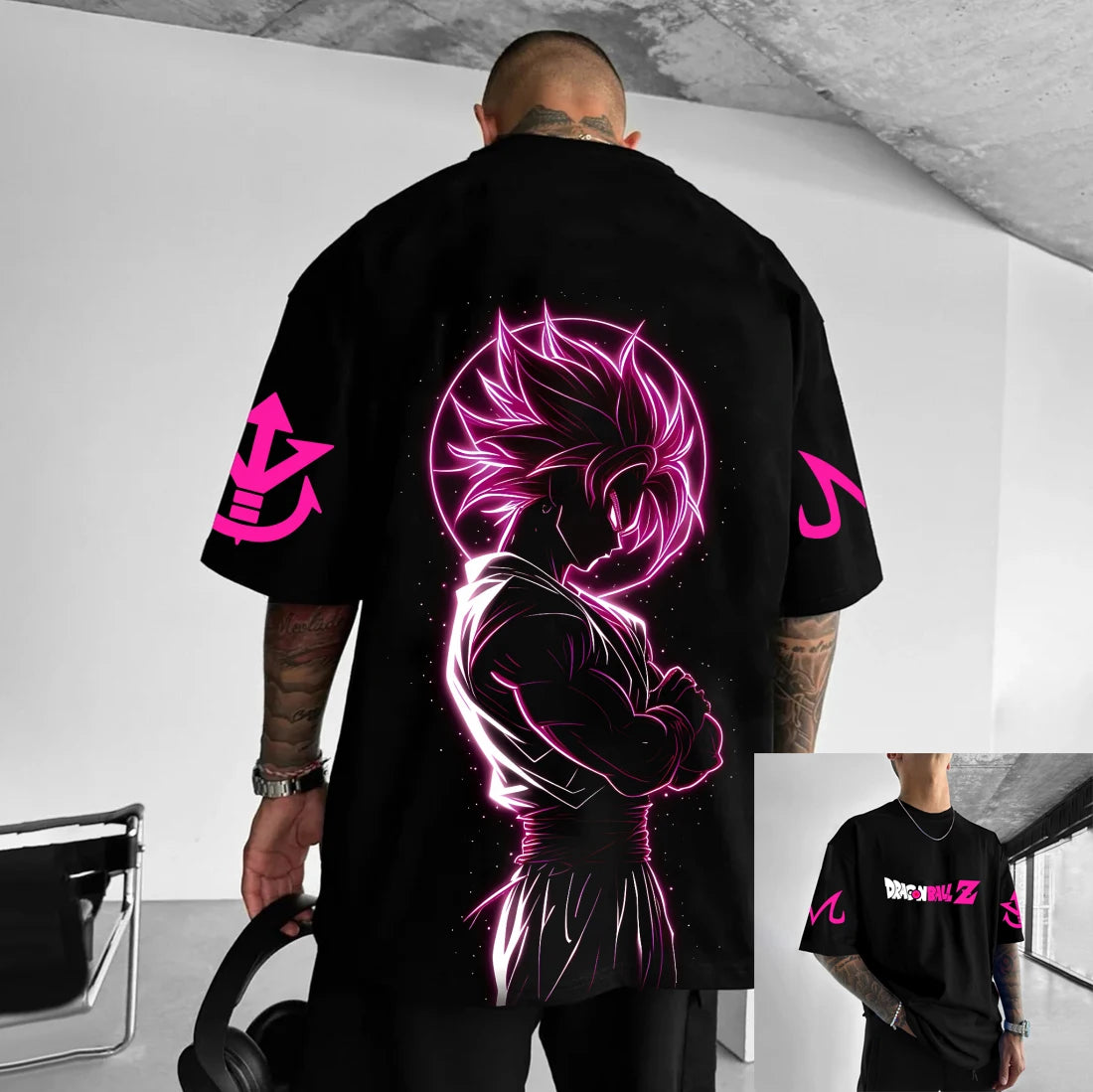 Dragon Ball Z-print T-shirt i bomuld med korte ærmer Son Goku Vegeta til mænd og kvinder Harajuku Y2k Tee vintage sommer-streetwear