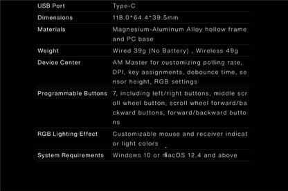 Rato Gaming Sem Fios Angry Miao Infinity, Metal Hot-Swappable, Ultraligeiro Oco, PAW3950, Dual 8K, Com Fio, Tri-Mode, Laranja