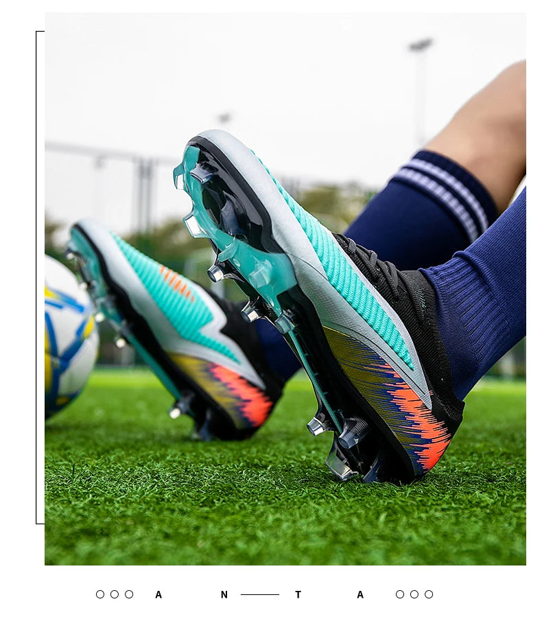 New Men Football Boots Cleats Shoes Soccer Long Spikes FG Ultralight Training Soccer Shoes Non-Slip Outdoor Match Drop Shipping