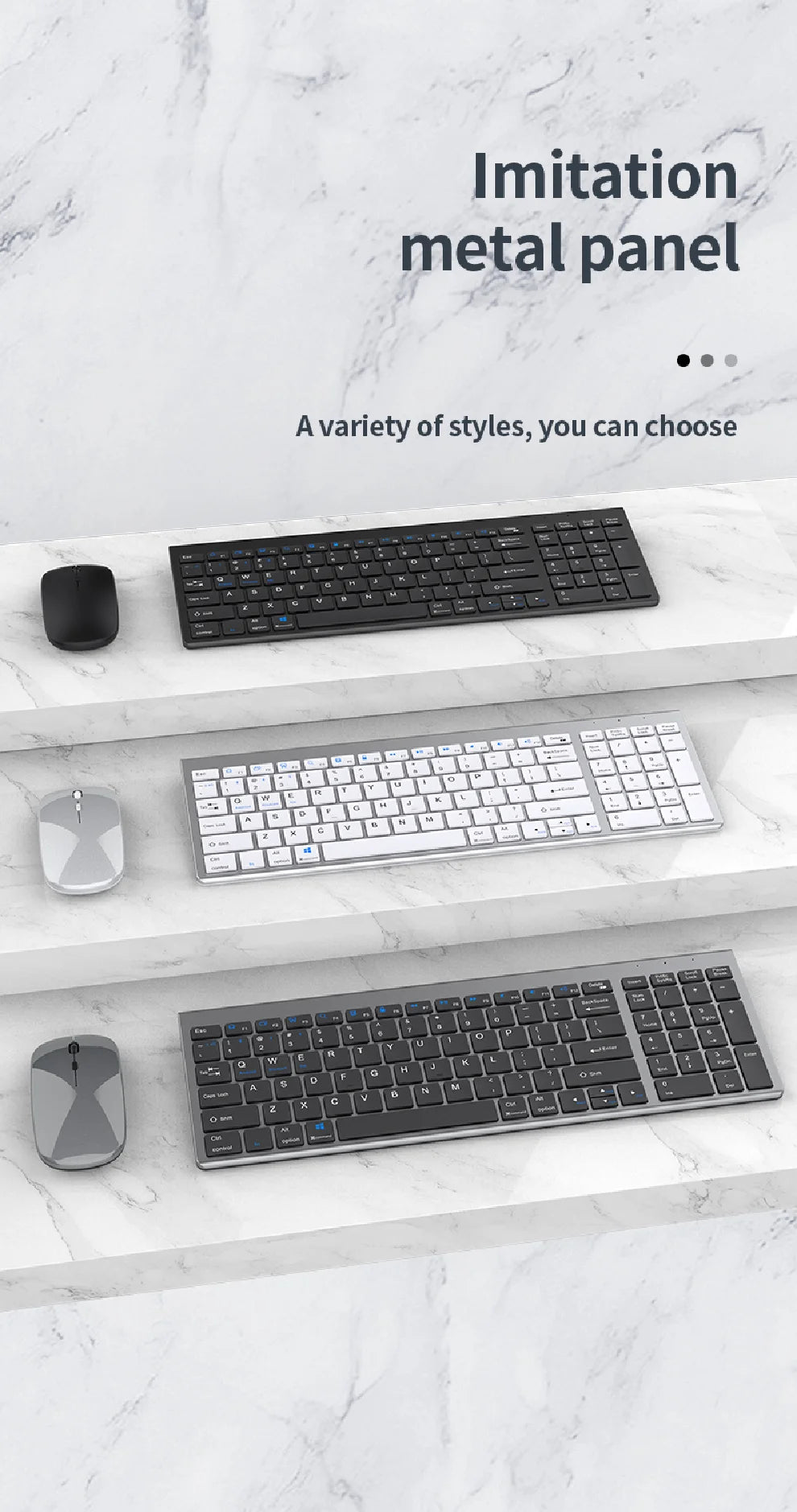 JOMAA Bluetooth & 2.4G USB Keyboard and Mouse Set for Laptop Computer iPad Rechargeable Wireless Keyboard and Mouse Combo Silent