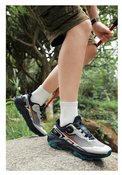 Men's Running Shoes with Rotating Buckle Breathable Mesh Lightweight Sneakers for Men Gym Workout Casual Waterproof Sports Shoes