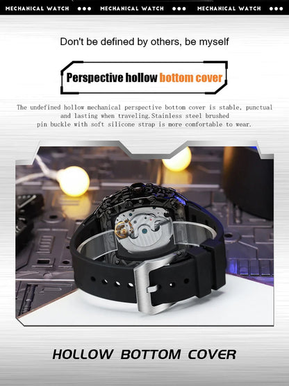 Fully automatic skeleton mechanical watch, fashionable personality, luxury hot men's watch, casual business watch