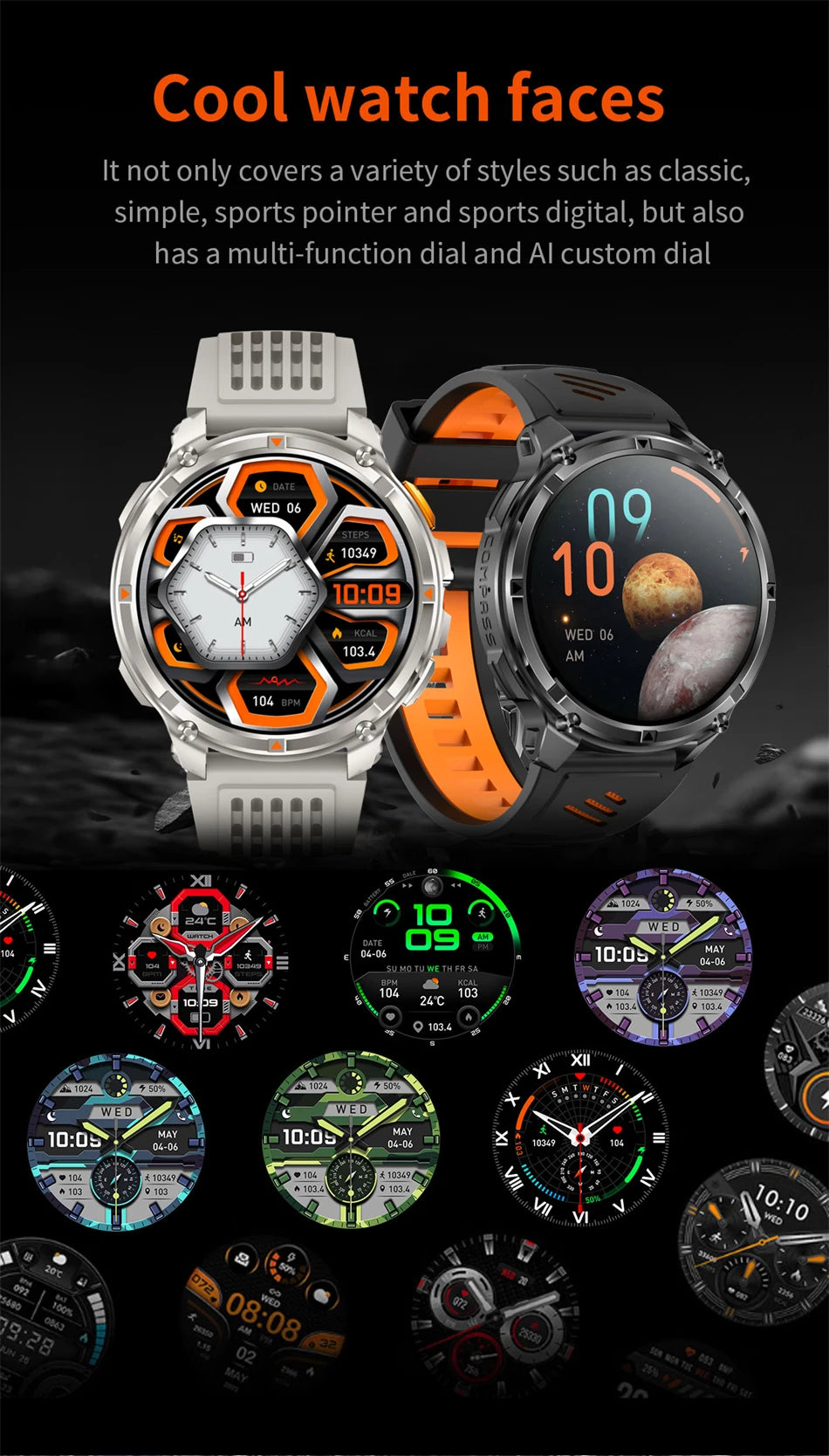 New Original 1100mAh Battery Men Smart Watch Outdoor GPS 10ATM Waterproof Bluetooth Call Sport Smartwatch For Android IOS Phones