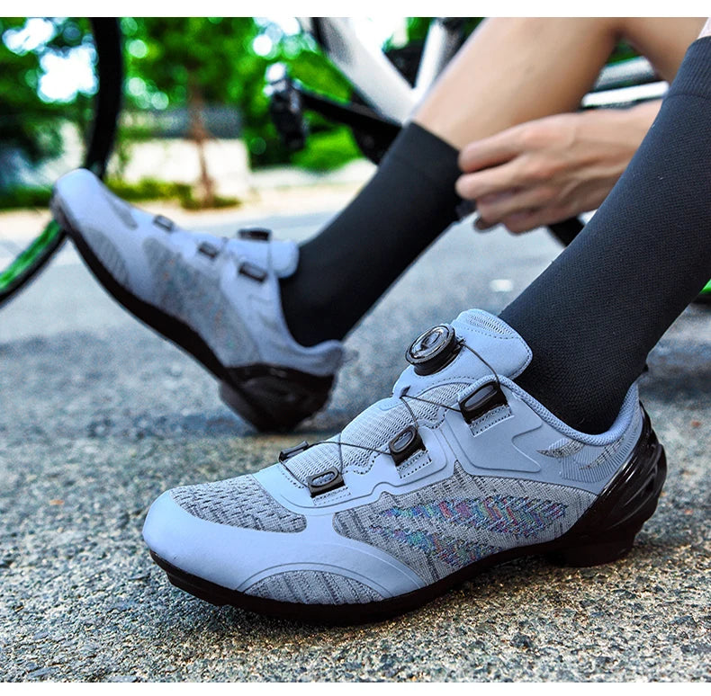 Scarpe da ciclismo MTB uomo donna T03 viola traspiranti, a sgancio rapido, per ciclismo su strada, sport outdoor, racing e allenamento