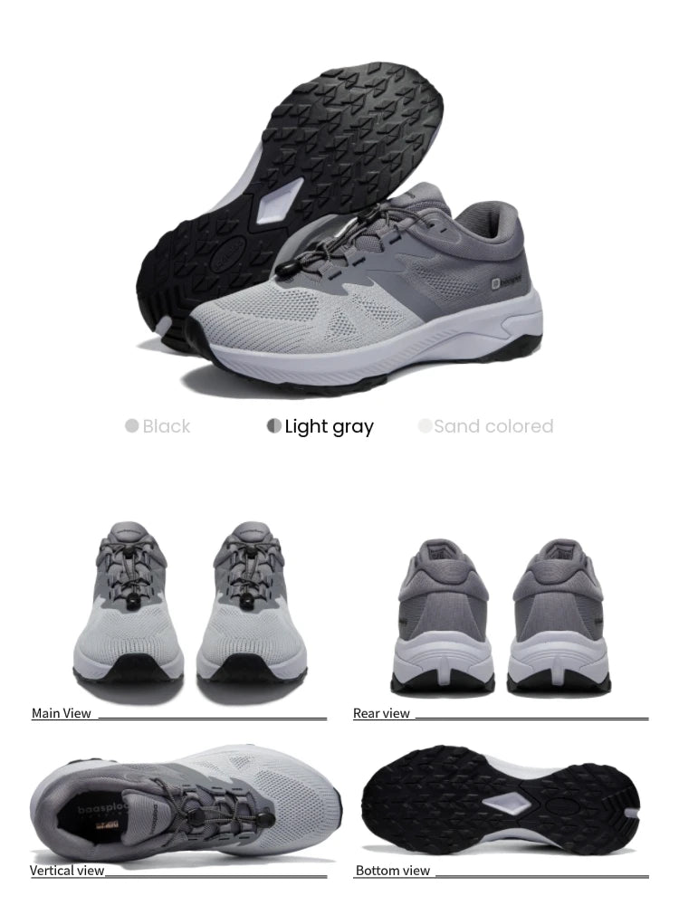 Baasploa Hiking Shoes Men Outdoor Waterproof Camping Resistant Non Slip Sneakers Male Casual Lightweight Lace-Up Walking Shoes