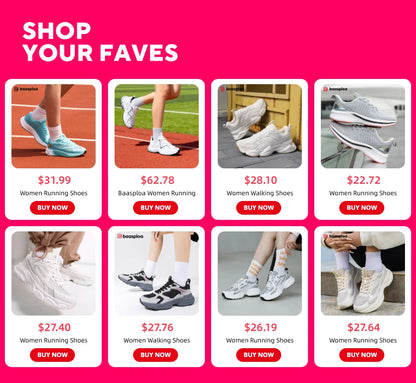 Baasploa Women Running Shoes Fashion Lightweight Mesh Non-slip Jogging Sneaker Female Outdoor Breathable Colorful Casual Shoes