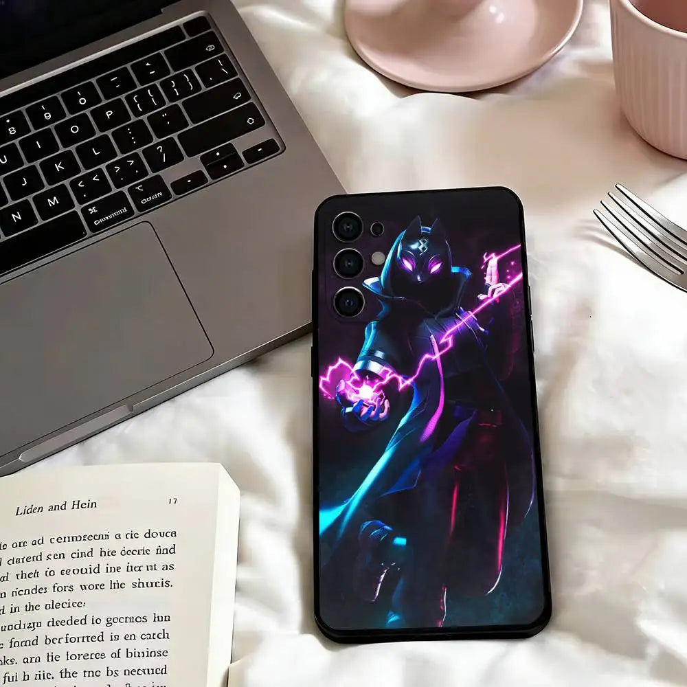 Game F-F-Fortnites Phone Case For Samsung S25, S24, S21, S22, S23, S30, Ultra, S20, Plus, Fe, Lite, Note, 10, Black Cover