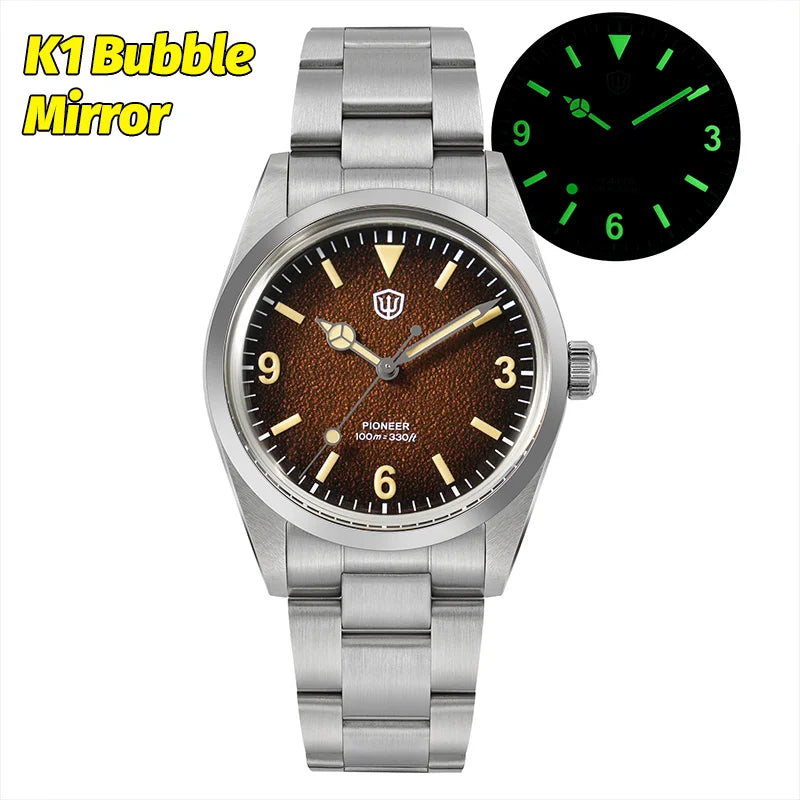 Watchdives WD1016 V3 36Mm Vintage Watch VH31 Sweep Quartz Watches Man Enamel Blue K1 Bubble Mirror Sapphire Lumes 10Atm Relojes