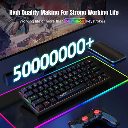 Mechanical Keyboard 61 Keys Colorful Wired USB Keyboards Gamer Gaming 60% Backlit Computer Key Board PC Teclado Ergonomic Office
