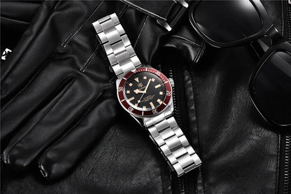 2026 New Mens Watches BENYAR Retro Red Mechanical Automatic luxury watch for men Waterproof Luminous Stainless steel wristwatch