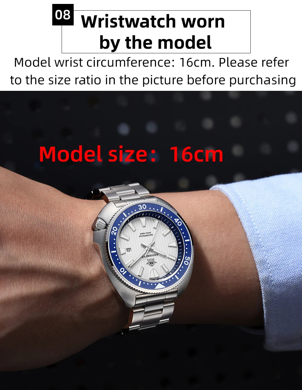 ADDIESDIVE Men's Diving Watch 200 Waterproof Sapphire Glass Quartz Watch BGW9 Luminous Stainless Steel Business Fashion Watch