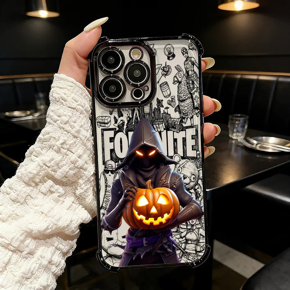 Capa de Telemóvel FortniteS Popular Game com Revestimento para iPhone 17 17e 16e 16 15 14 13 12 11 Pro Max X XR XSMax 7 8 Mini Air Plus Antichoque