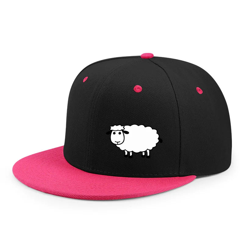 Casquette de baseball unisexe ajustable - Casquette de style urbain à visière plate avec motif de mouton : un accessoire décontracté, polyvalent et personnalisable