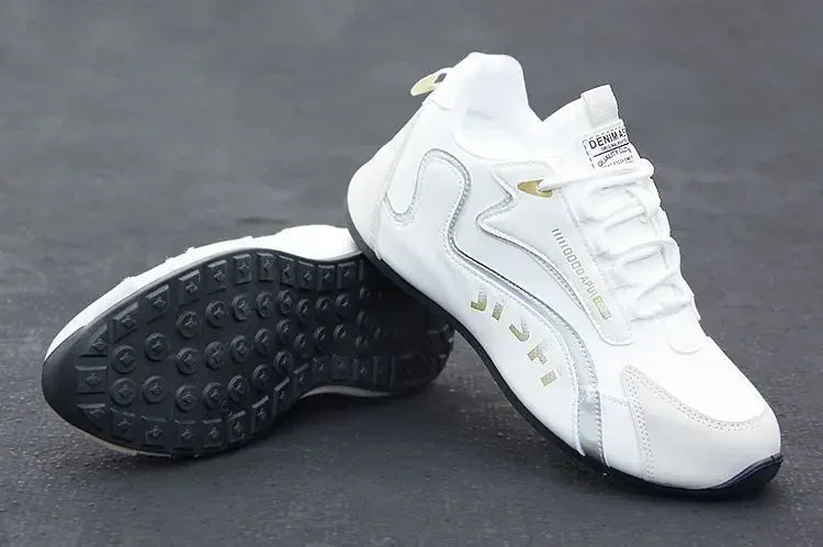 Ténis masculinos em couro PU, impermeáveis, desportivos e casuais; sapatos leves, respiráveis, planos e antiderrapantes; Zapatillas Hombre
