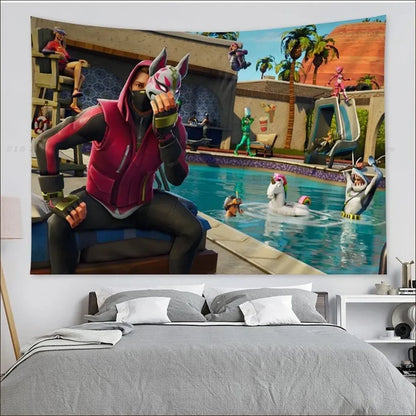 Cartoon Battle Royales F-Fortnites Tapestry Tapestry Art Printing Indian Buddha Wall Decoration Witchcraft Bohemian Home Decor