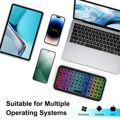 Mini Backlit RGB Bluetooth Keyboard for PC Tablet Laptop Rechargeable Wireless Bluetooth Keyboard for iPad iOS Android MacBook