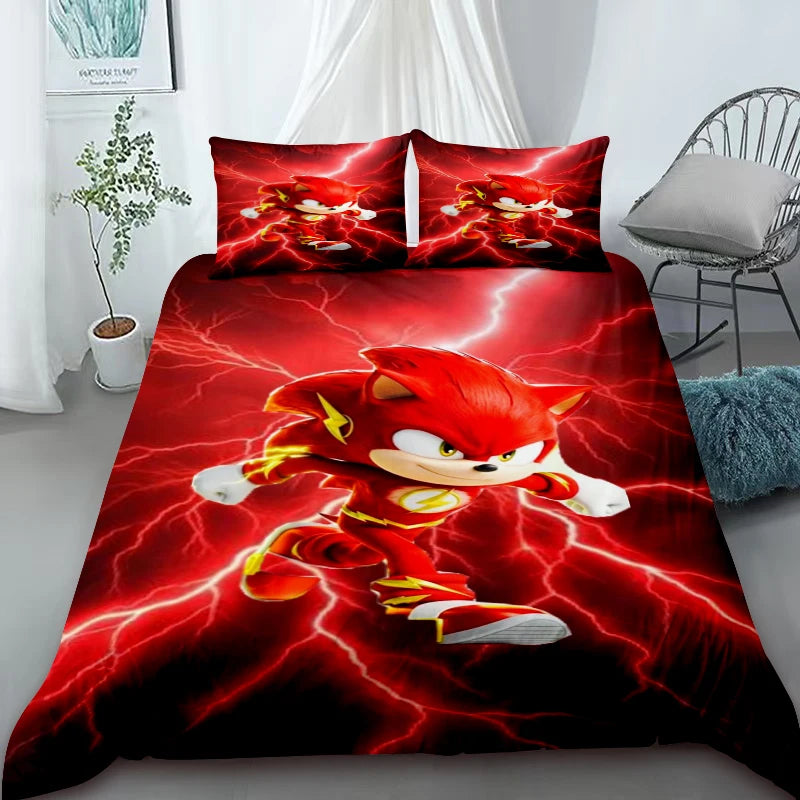 Sonic Cartoon Duvet Cover for Kids – Cool Anime Bedding Set – Duvet Cover Bedroom Decor (Queen & King Sizes) – For Kids & Teens