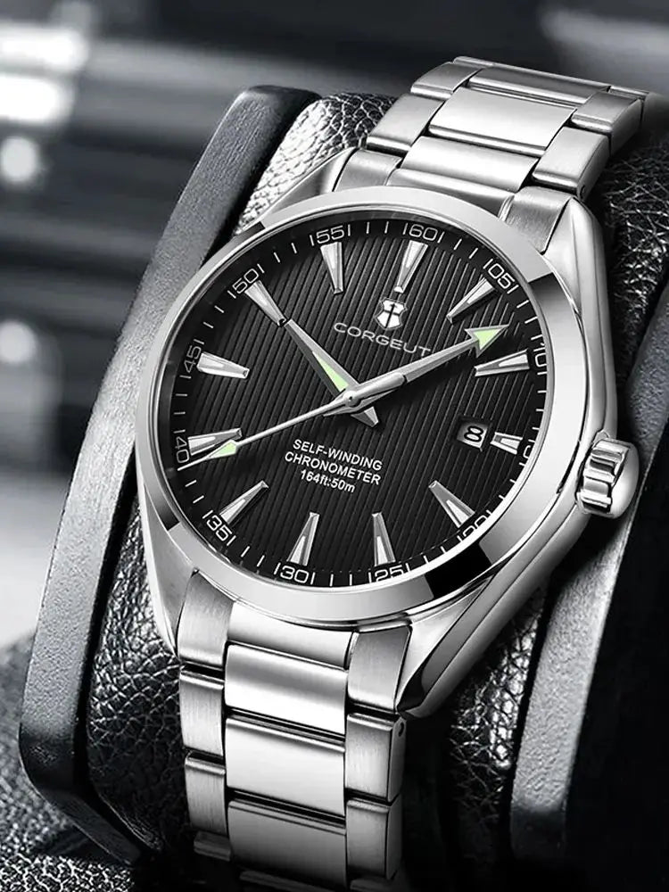 Relógio masculino Corgeut 41mm Luxury NH35 Movt Man Sport Clock automático, relógio de pulso mecânico, safira, bracelete em aço, para homem