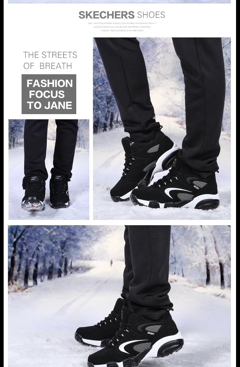 Men's Snow Boots Winter Warm Couple Casual Sneakers Fashion Leather Outdoor Sport Running Tenis Men Non-slip Big Size 48 Trainer