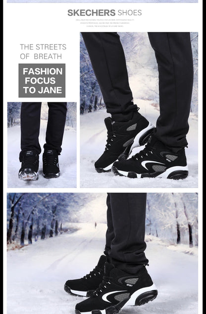 Men's Snow Boots Winter Warm Couple Casual Sneakers Fashion Leather Outdoor Sport Running Tenis Men Non-slip Big Size 48 Trainer