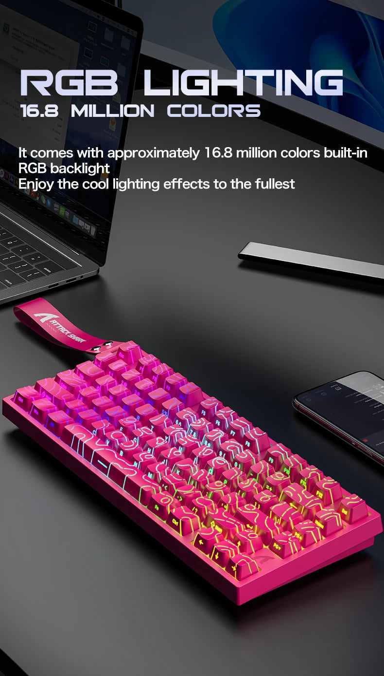 ATTACK SHARK R82HE Gaming Keyboard Magnetic 75% Wired 8000Hz Rapid Trigger ProGamer Keyboard, 0.005mm RT Accuracy, 0.08ms Latency