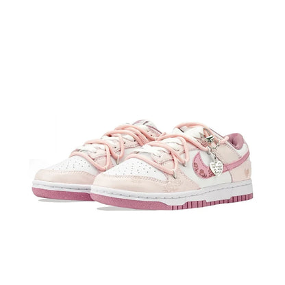 Custom Sneakers Nike Dunk "Honeyed Rose"  New Chinese Style  Hand-Painted Heart Low-Top Women's Skate Shoes