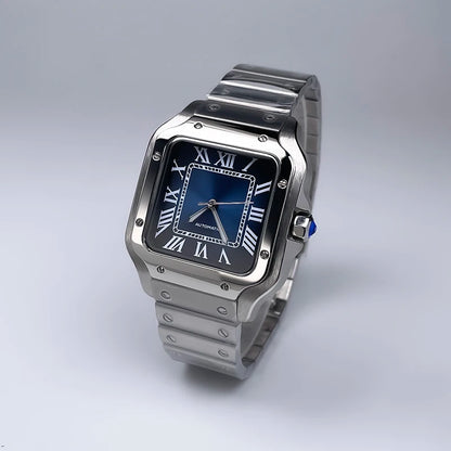 38mm Square Luxury New Men's Automatic Mechanical Watch NH35 Movement Silver No Date/Logo Stainless Steel Strap Black/Blue/White